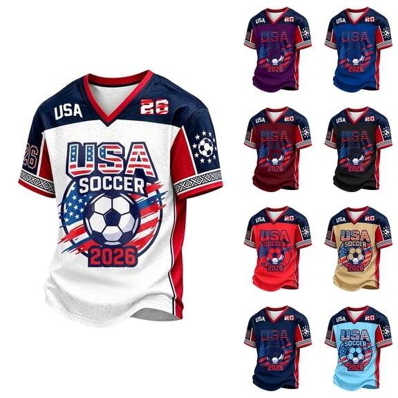 2026 New USA Soccer Jerseys Men, United States Jersey Soccer, Jersey United States, Retro Streetwear Short Sleeve Football Top Soccer Jerseys, Casual Sport Training Shirt for Adult(White, 3XL)