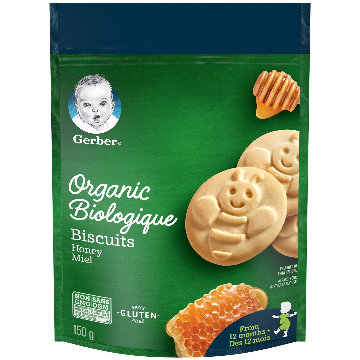 Biscuits GERBER® Biologique, coll. pour tout-petits, Miel, 150 g 150 GR