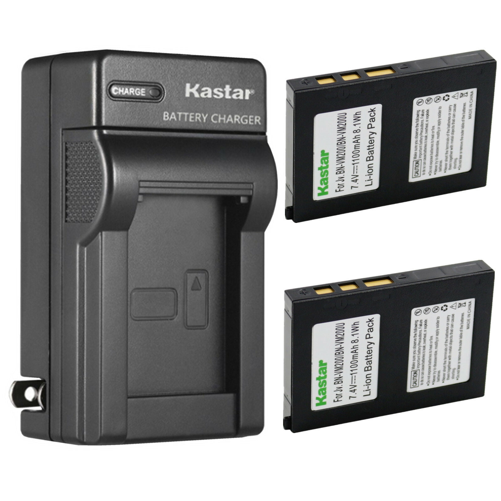 Kastar 2-Pack Battery and AC Wall Charger Replacement for JVC BN-VM200 LY34416-001B Battery JVC GZ-MC200E GZ-MC200EX GZ-MC200U GZ-MC200US GZ-MC500 GZ-MC500EK GZ-MC500EX GZ-MC500U GZ-MC500US Cameras
