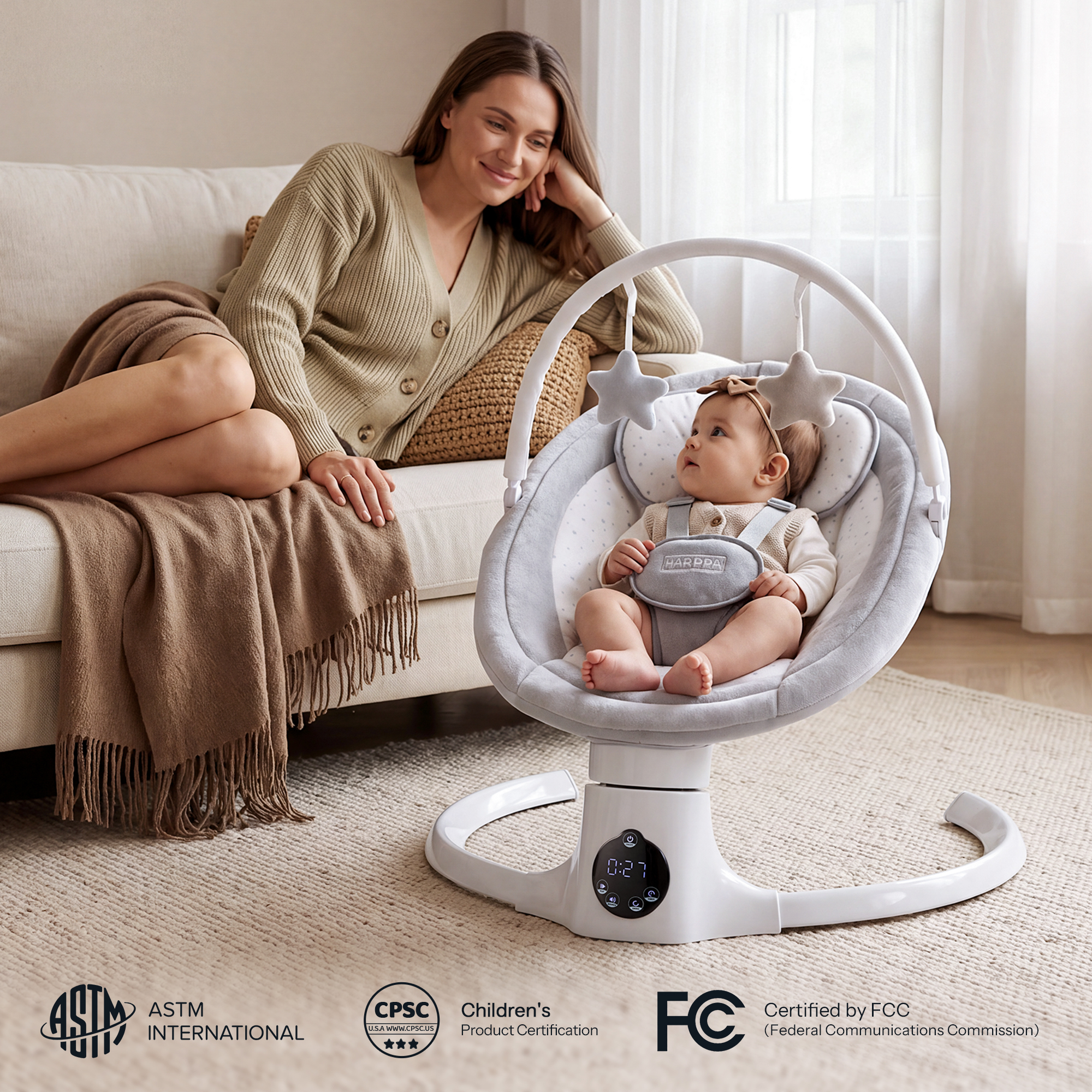 Harppa Baby Swing for Infants with Remote Control photo 8