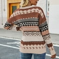 thumbnail image 4 of IROINNID Reduced Womens Sweater Round Neckline Pullover Sweater Print Comfy Mid-Length Long Sleeve Retro Diamond Knitting Sweater, 4 of 5