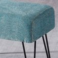 thumbnail image 5 of Home Soft Things Jacquard Chenille Stool Chair Upholstered Footrest Ottoman with Black Metal Legs and Padded Seat, Babati-Turquoise, 19" x 13" x 17", 5 of 6