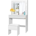 thumbnail image 2 of SPECSTAR Makeup Vanity Set with 12 Light Bulbs, Makeup Dressing Table with Lighted Mirror and Large Drawer, White, 2 of 8