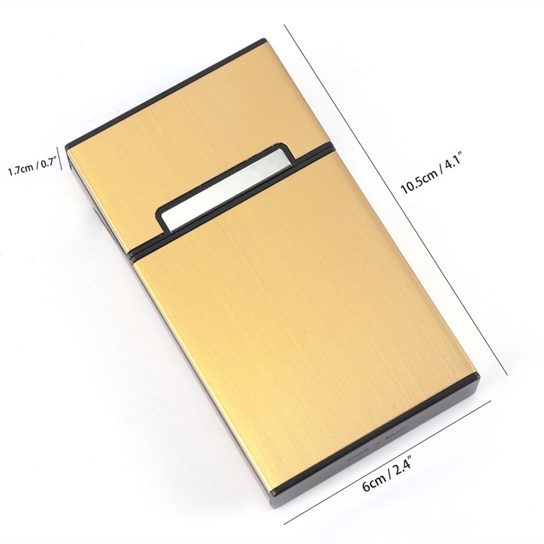 1111fourone Mini Cigarette Holder Thin Fashion Pipe Personality Cigarette Case Slim Cigarette Box Aluminum Box, Adult Unisex, Size: 10.5, Gold