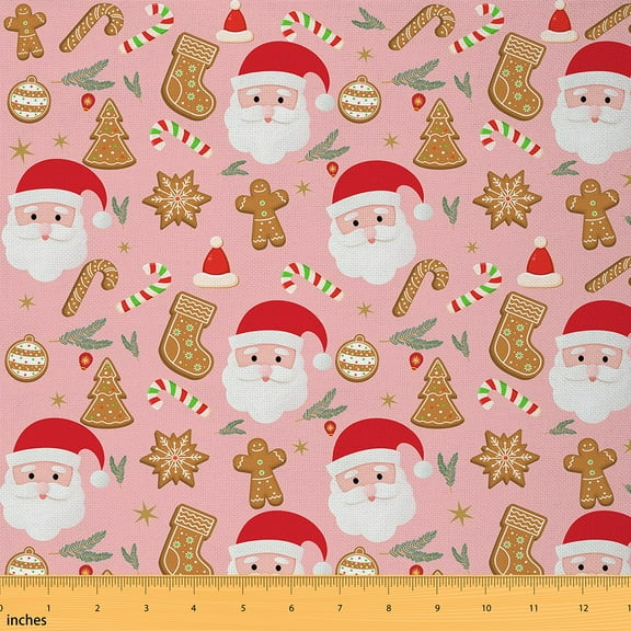 Castle Fairy Santa Claus Fabric by the Yard 1 Yard for Teens,Gingerbread Man Home Decor Fabric by the Yard,Merry Christmas Room Decor Fabric by the Yard,Luxury Bedroom Decor