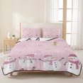 thumbnail image 3 of Quilts Twin Size Bedding Set, Pink Snowman Christmas Lightweight Quilted Comforter, Xmas Snowflake Winter Snowman Soft Reversible Bedspread Coverlet with Pillow Covers for All Season, 68" x 86", 3 of 9