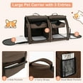 thumbnail image 6 of Pefilos 40" Portable Twin Compartment Show House Cat Cage/Condo, Fold Kennel Dog Travel Crate with Carry Bag, 2 Removable Hammocks and Collapsible Litter Box, Brown, 6 of 9
