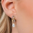thumbnail image 3 of Gem Stone King 925 Silver and 10K Yellow Gold White Moissanite and Lab Grown Diamond Dangle Earrings for Women | 2.06 Cttw | Gemstone Birthstone | Pear Shape 8X5MM, 3 of 6