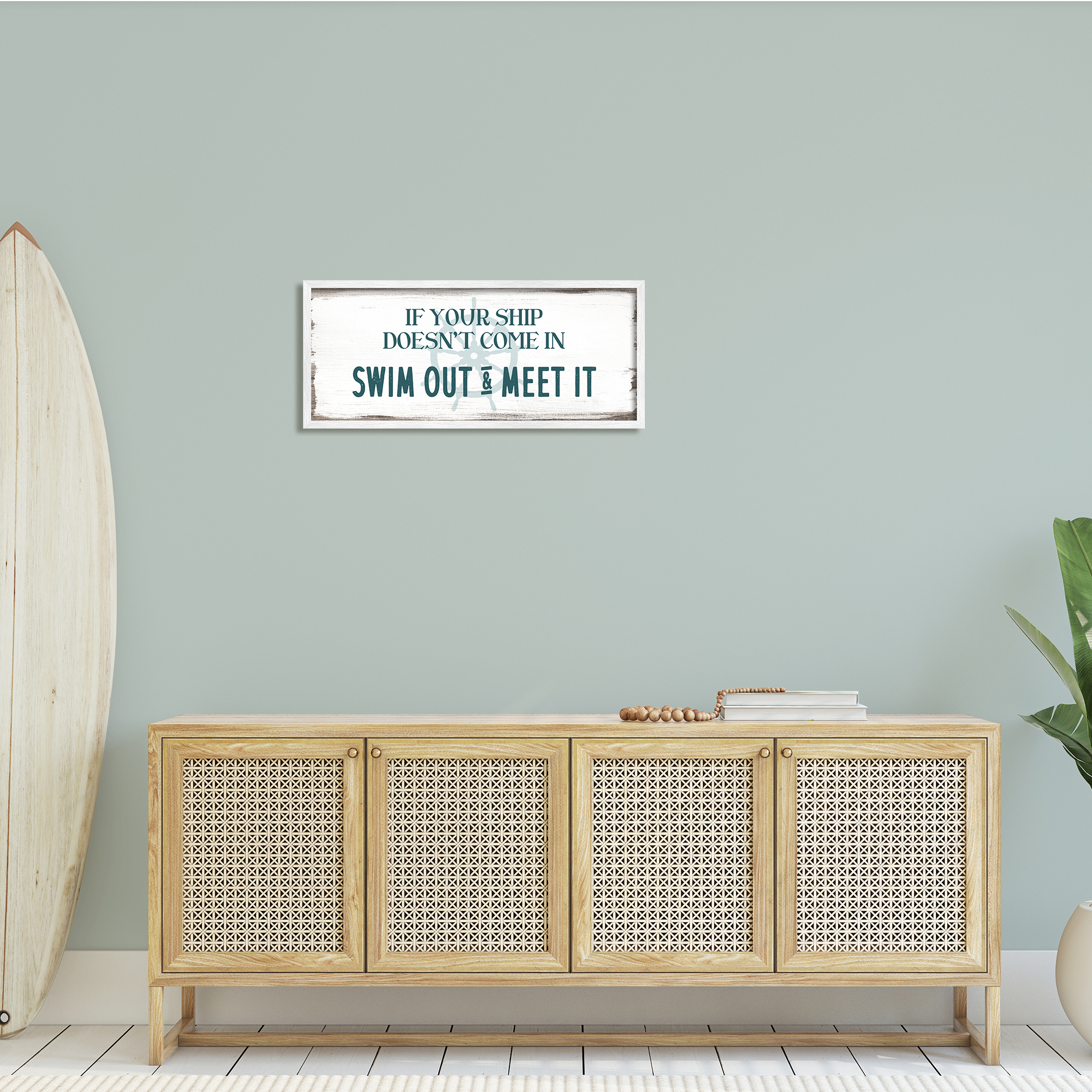 Stupell Indtries Ship Swim Out Meet It Sign Nautical Wheel,30 x 13,Design by Daphne Polselli