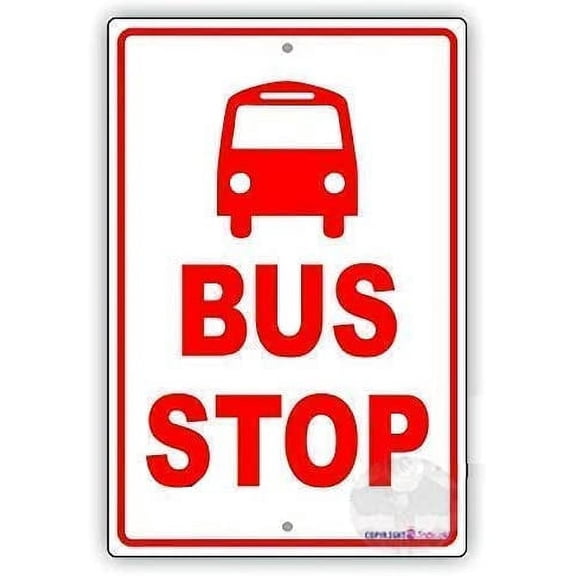 Retro Metal Tin Sign Wall Decor Tin Sign Vintage Metal Sign Bus Stop Area Zone Waiting Transportation Stop Public Sign Aluminum Sign 12×8 Signs Plates Printed