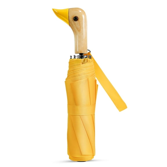 XKKDG Cute Duck Handle Umbrella - Compact Travel Yellow Duck Head Umbrella Adult Lightweight Wood Handle Small Folding Girls Women Umbrellas