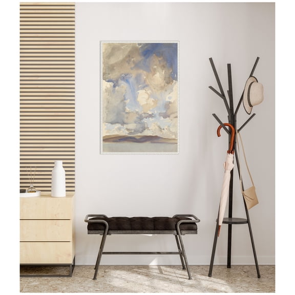 Kate and Laurel Framed Canvas Wall Art Print Clouds 1897 John Singer Sargent by Nostalgia Prints, 23 x 33 Sylvie Beaded White Frame, Modern Contemporary, Landscape Art for Wall Decor