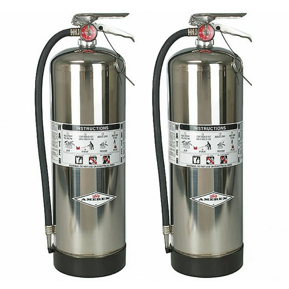 Amerex 240 2.5 Gallon Class A Water Fire Extinguisher with Aluminum Valve & Wall Hanger - 2 Pack