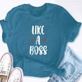 thumbnail image 2 of EcoLoom Like A Boss Hearts Short Sleeve Unisex T Shirt Teal Blue-M, 2 of 6