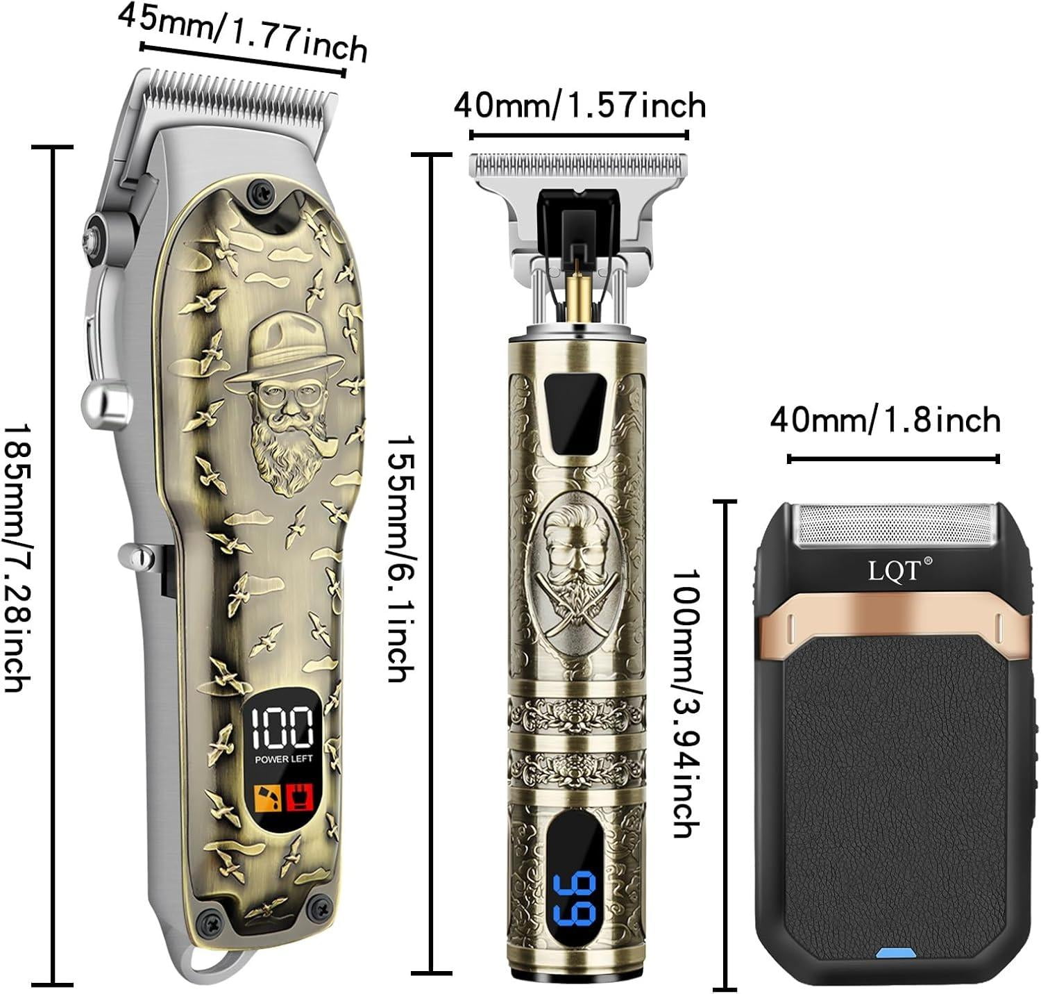 LQT Professional Hair Clipper Set for Men Electric Shaver Razor Cordless Hair Cutting Barber Clippers Beard Trimmer Men’s Grooming Kit Gifts for him