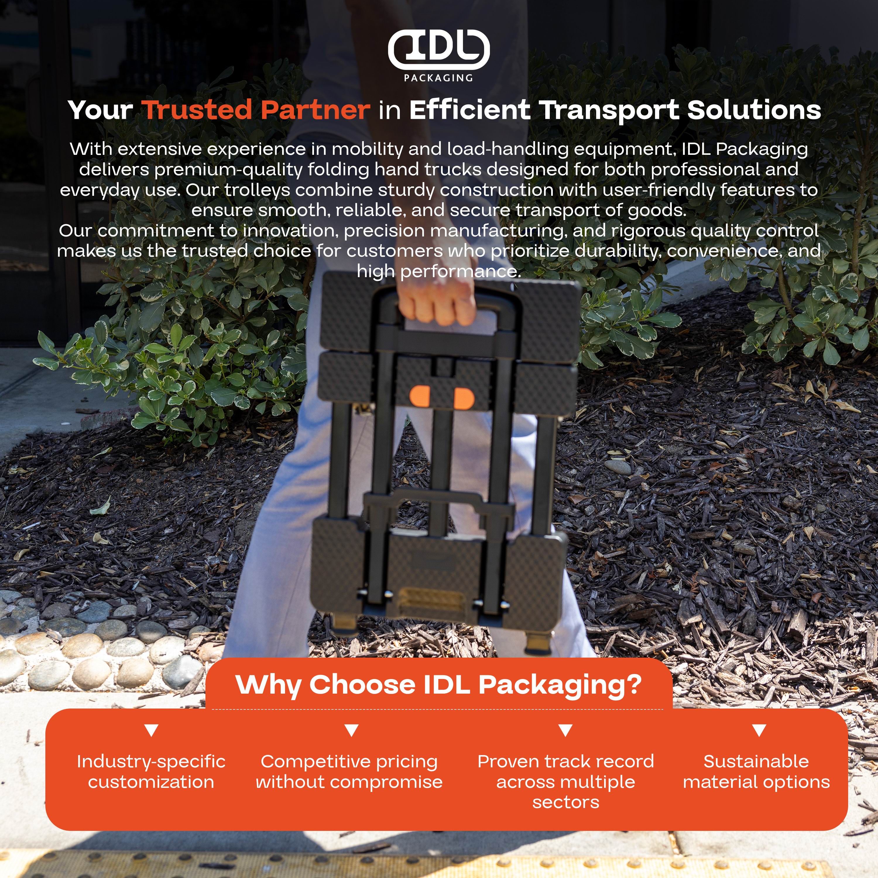 IDL Packaging Black Folding Hand Truck - 500lbs Heavy-Duty Dolly Cart for Shopping and Travel