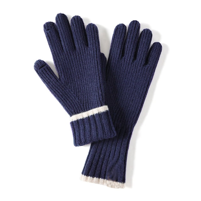 Guantes de invierno para mujer, cálidos guantes de punto de lana elásticos sin dedos con dedos para pantalla táctil 1110