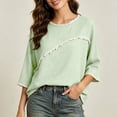 thumbnail image 2 of Jinhomg Ladies 3/4 Sleeve Blouses Cotton Blend Tops with Frayed Edge Lightweight Business Casual Summer Outfits for Women 2026 Mint Green,XXXL, 2 of 9