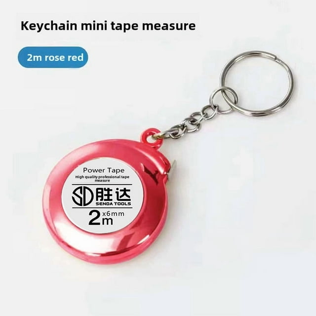 Ruban à Mesurer Mini Porte-Clés en Acier de 2M, Règle Rétractable Portable Rose Rouge pour Affaires, Maison et Publicité, Impression de Logo Personnalisé Disponible, Outil de Mesure Compact Durable pour le Commerce