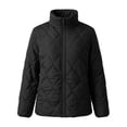 thumbnail image 7 of hoksml Women’s Stand‑Collar Diamond Quilted Jacket, Zip‑Up Lightweight Outer Coat, 7 of 7