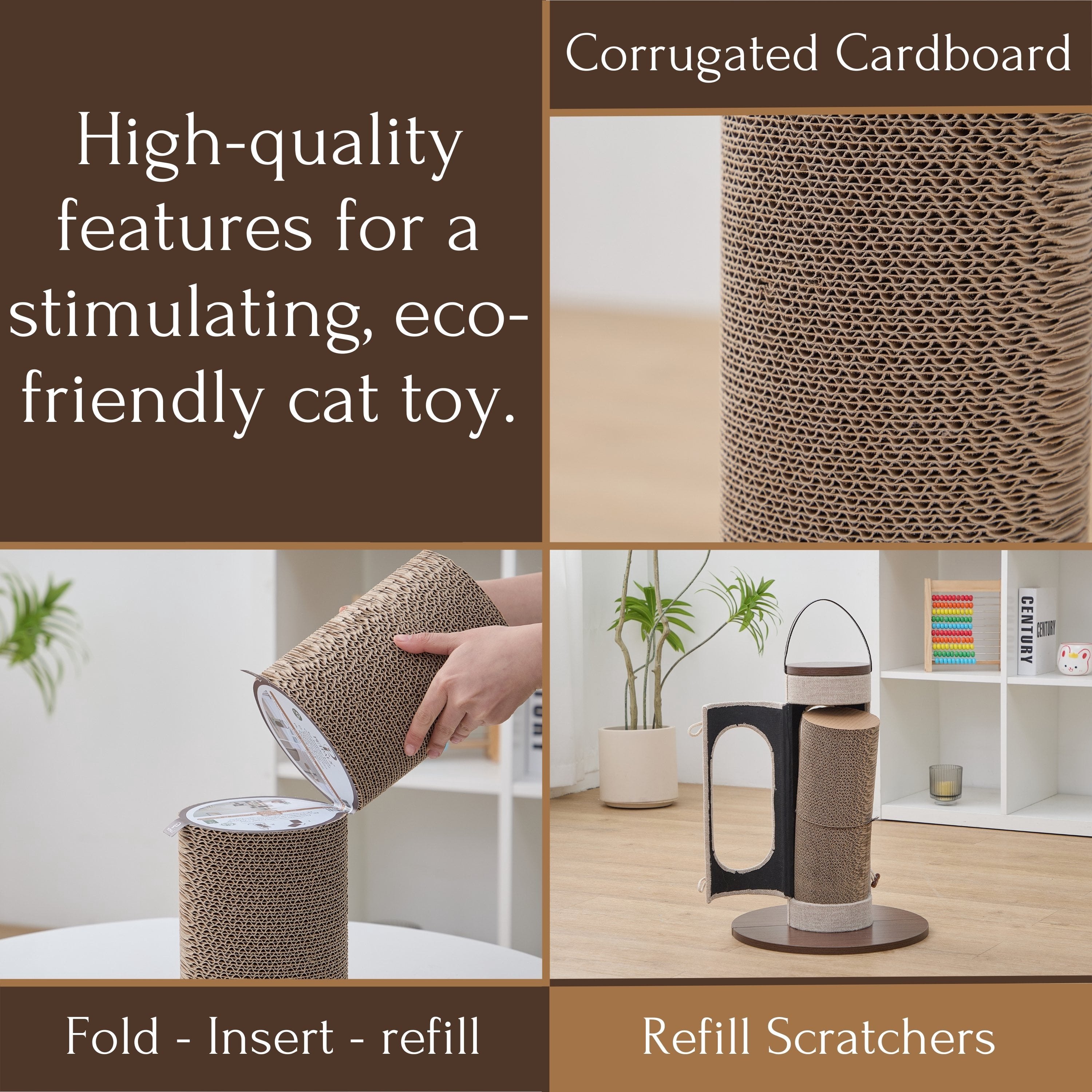 Petpals 2-Pack Eco-Scratcher Corrugated Cardboard Scratcher Refill, Refresh Petpals Cat Tree and Scratcher