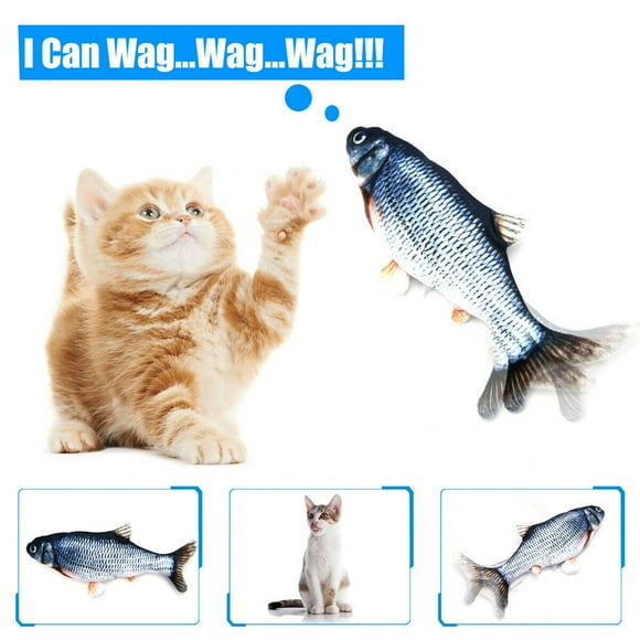 Electric Flopping Fish 11”  Moving Cat Kicker Fish Toy  Realistic Floppy Fish Dog Toy  Wiggle Fish Catnip Toys  Motion Kitten Toy