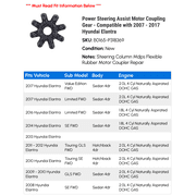 Power Steering Assist Motor Coupling Gear - Compatible with 2007 - 2017 Hyundai Elantra 2009 2010 2011 2012 2013 2014 2015 2016