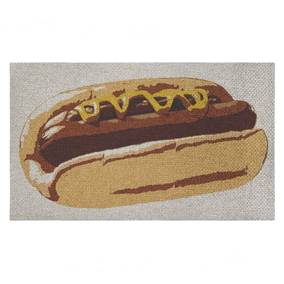 Kitchen Pop Style Hotdog Outdoor Door Mat, design by Lil' Rue, 18"x30"