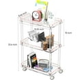 thumbnail image 2 of AQUIVER Acrylic Slim Storage Cart - 3 Tier Utility Rolling Cart - for Kitchen, Bathroom, Living Room, Laundry, Narrow Places - 15.6'' L x 8.7'' W x 23.6'' H, 2 of 7