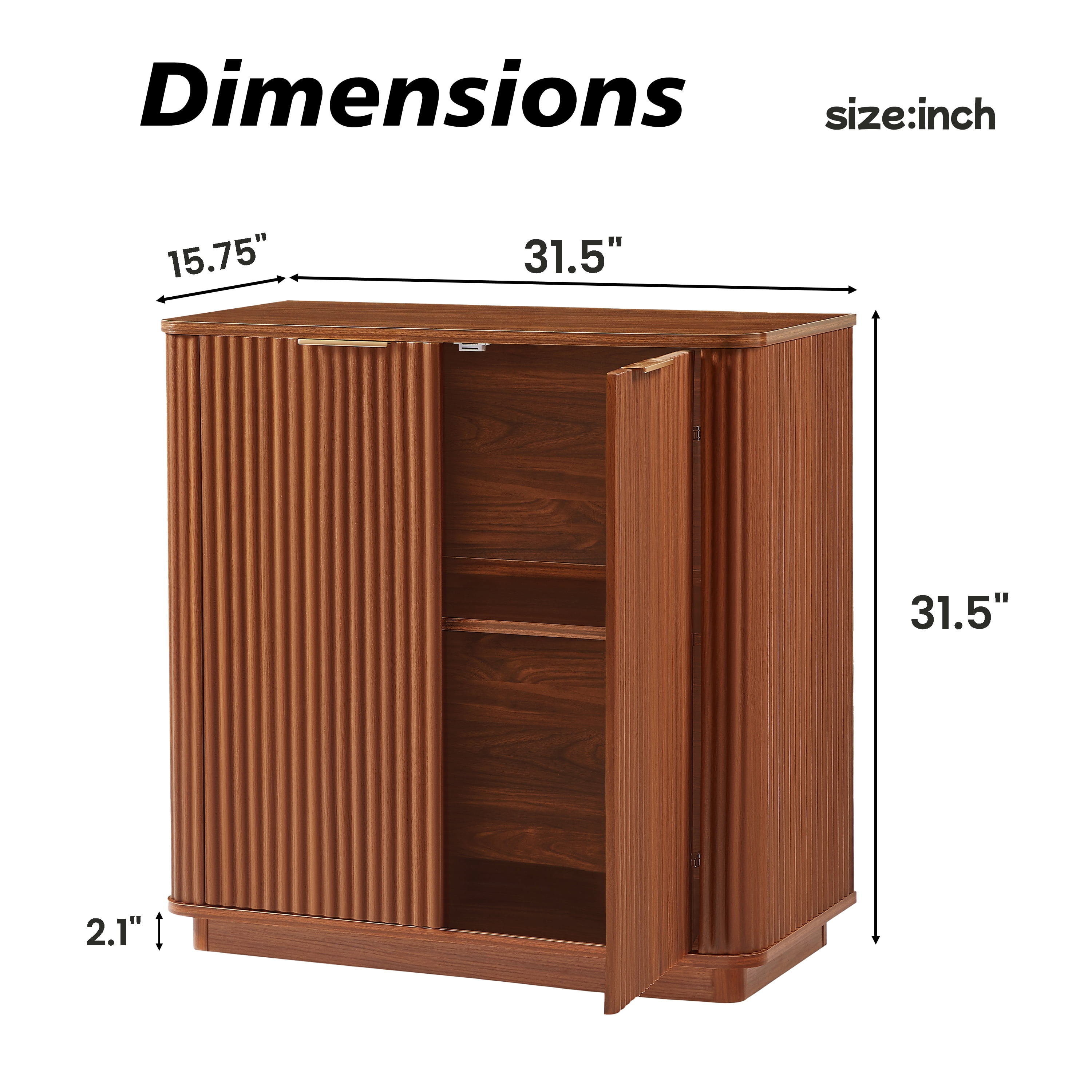 Buffet Cabinet Sideboard with Storage 31.5 Inch, Curved Wave Design Credenza for Bedroom, Living Room, Hallway, Stylish, Walnut