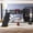 Black + MDF + Metal + Twin, variant on Full size metal loft bed with basketball hoop, pull-up rings, climbing wall, and built-in bookshelves. Playful childlike design featuring a slide,Yellow
