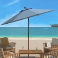 thumbnail image 3 of SAFAVIEH Cannes 9' Market Push Wooden Patio Umbrella, Baby Blue, 3 of 6