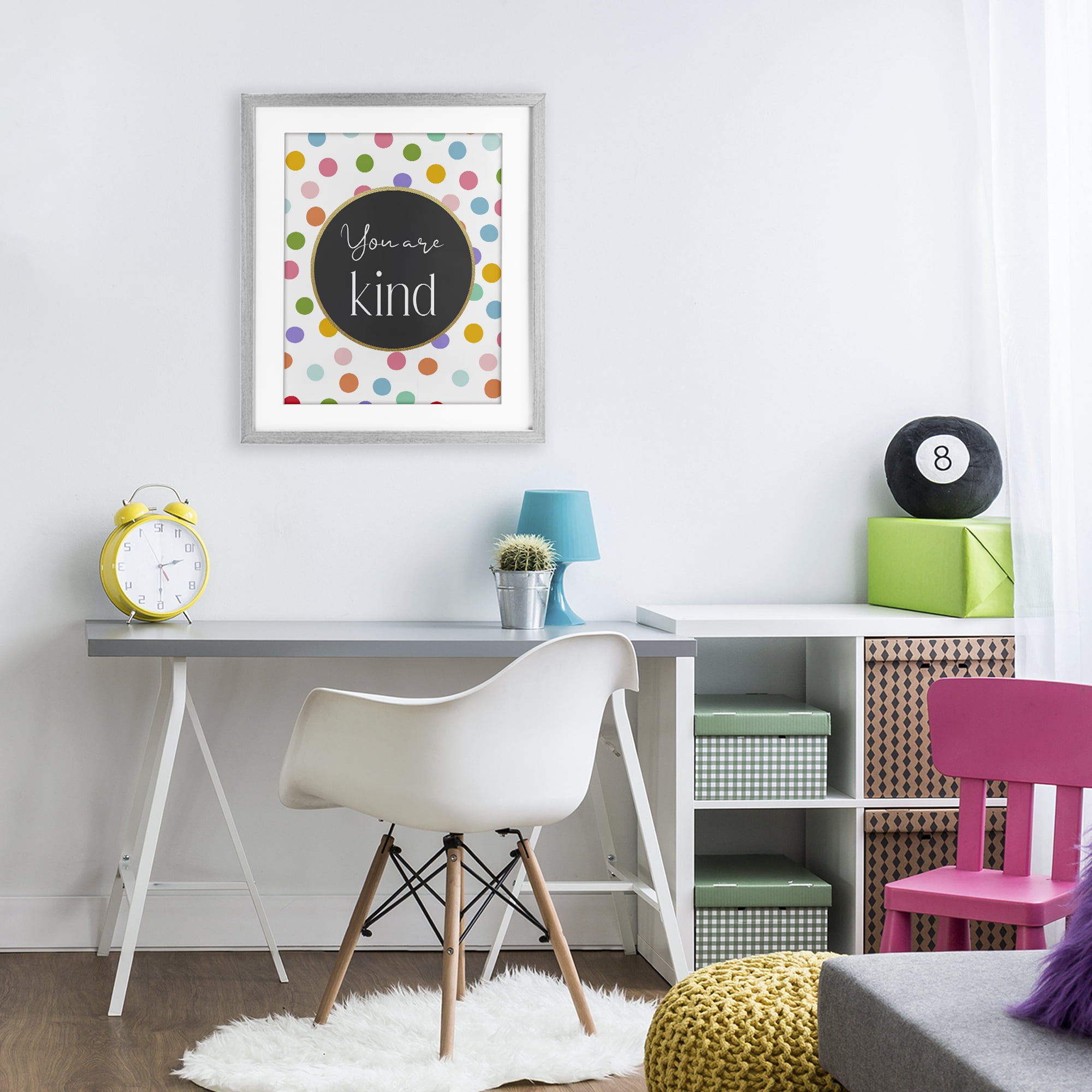 Stupell Industries You Are Kind Polka Dots Gray Framed Print Under Glass, design by Christine Simpson Art