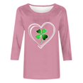 thumbnail image 4 of HaoXianJian Plus Size Patricks Day Shirts for Women Crew-Neck 2025 Causal 3/4 Sleeve Irish Shamrock Graphic T shirt Green Saint Patty's Tunic Tops 2X 3X Valentine's Day, 4 of 4