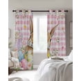 thumbnail image 2 of Easter Black Out Curtains 63 Inch Long, Room Darkening Draperies Curtains Panels, Spring Rabbit Eggs Nature Botanicals Pink Plaid Thermal Insulated Curtain for Bedroom Living Room 52"x63" 2 Panels, 2 of 8