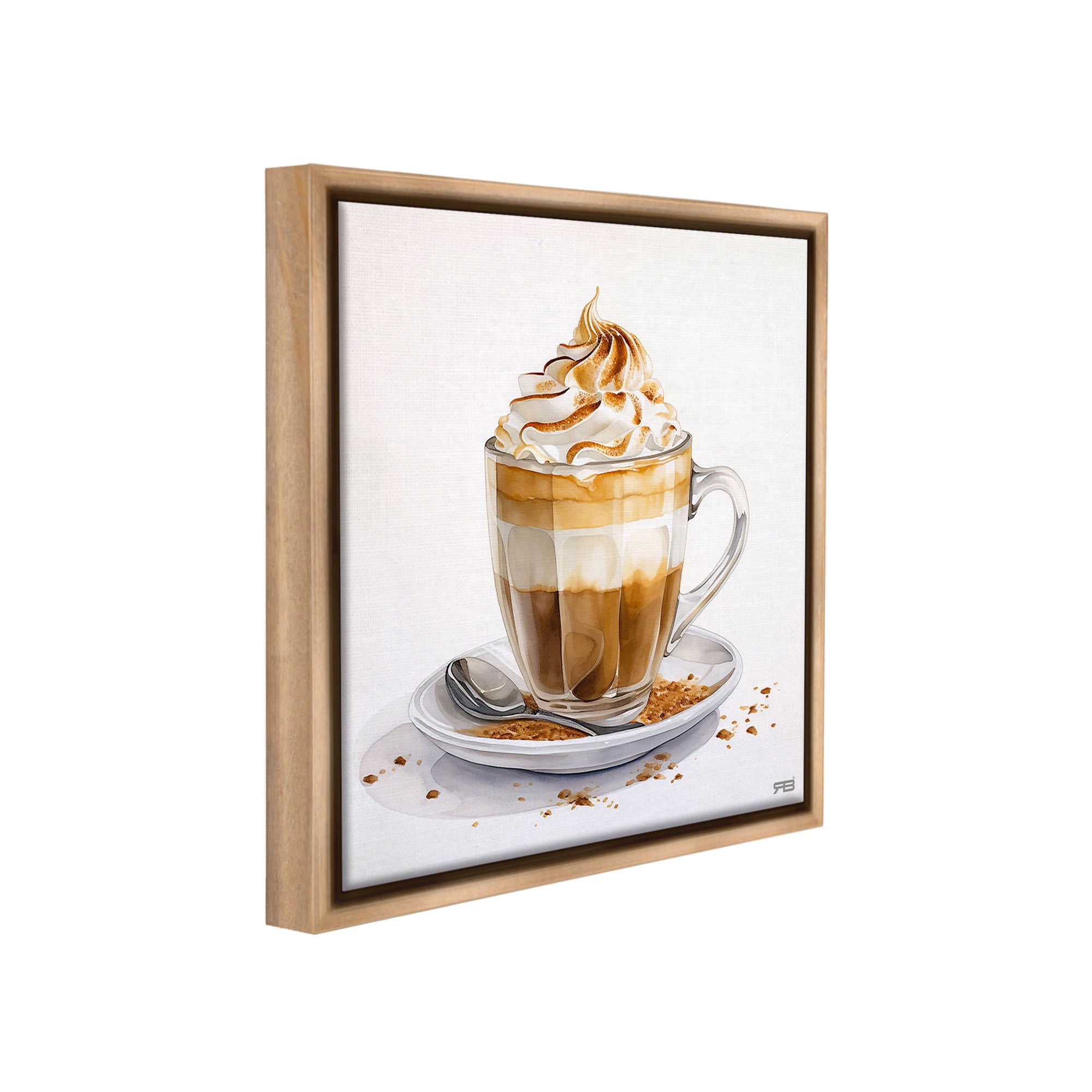 Stupell Industries Cafe Dessert Latte Food & Beverage Painting Brown Floater Framed Canvas Art Print Wall Art, 18 x 18