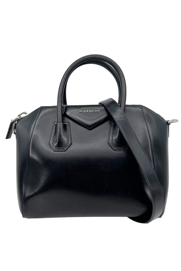 Pre-Owned Givenchy Antigona Small Box Leather Shoulder Bag Black