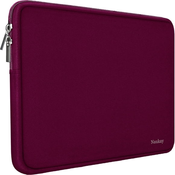 Funda para portátil Naukay de neopreno resistente al agua de 14 pulgadas, color rojo vino