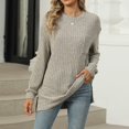 thumbnail image 5 of JUUNthy Womens Tunic Sweater, Long Sleeve Crewneck Loose Fit Fall Casual Pullover Ribbed Knit Tops Beige M, 5 of 13