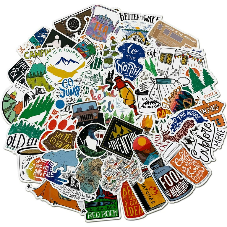 Stickers for Water Bottles Outdoor, Nature Stickers Camping Stickers  Adventure Stickers for Yeti Stickers for Cooler Stickers and Decals  Waterproof
