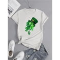 thumbnail image 2 of Playera de manga corta para mujer, estampado en color sólido, cuello redondo, estilo casual, para verano, estilo casualWomen's Lucky St. Patrick's Day Graphic Tee - Red with Green Shamrock & Hat Des, 2 of 7