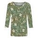 thumbnail image 5 of Camiseta de Cuello Redondo de Manga Larga de la Mujer con Impresión Floral 3/4, Camisetas de Manga 3/4 Suaves para las Mujeres Casual Primavera Verano Diario, 5 of 5