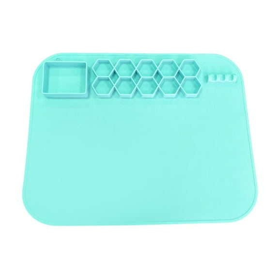 SLYNSHome Silicone Craft Mat with Built in Cleaning Cup and Paint Holder,Art Silicone Mat 15.7x19.6 inch Clay Mat Nonslip Silicone mat for Painting,Table - Green