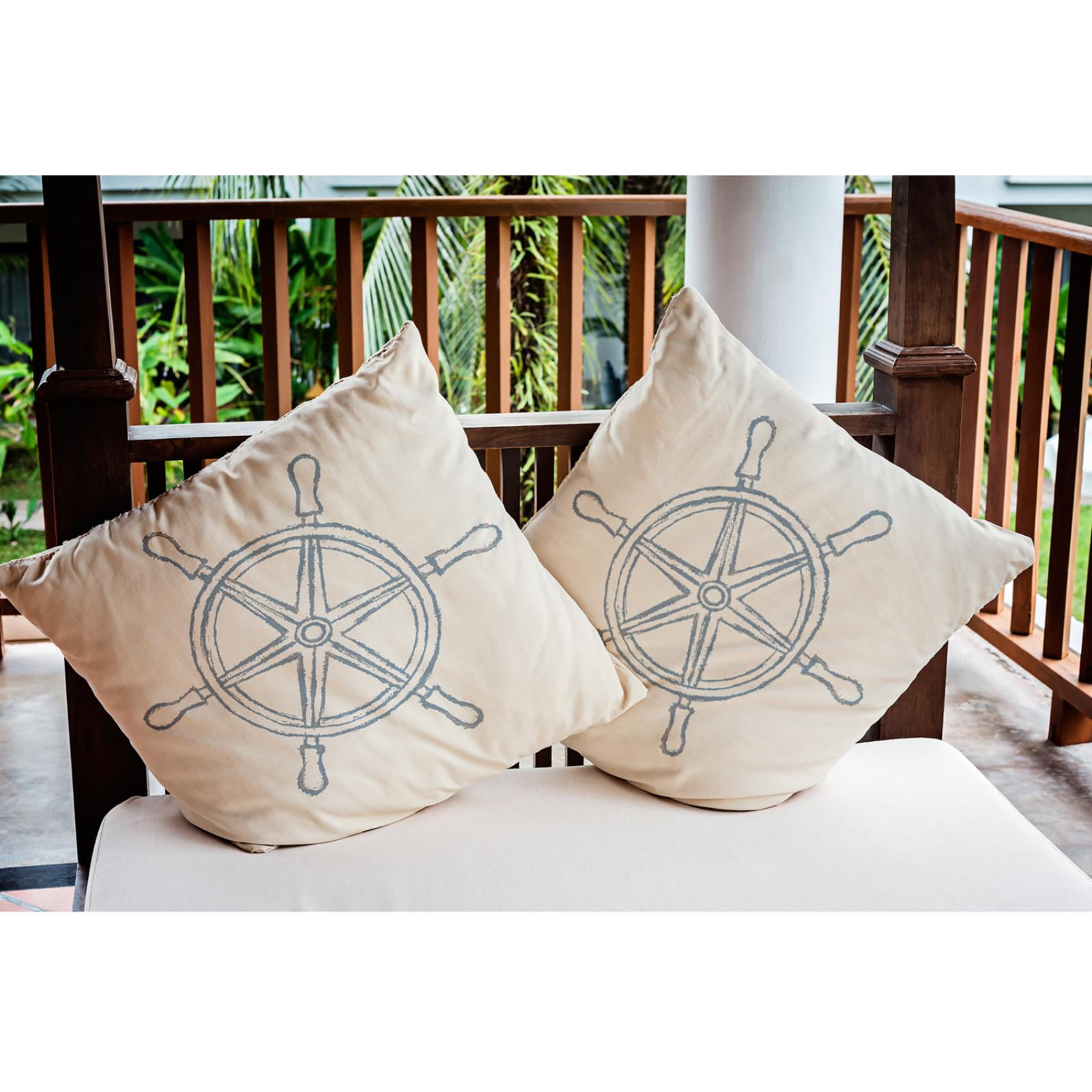 E by Design Large Ship Wheel Nautical Indoor/Outdoor Throw Pillow