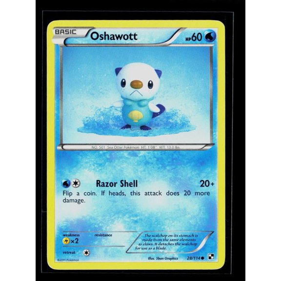 Collectible Lightly Played 2011 Pokémon Black & White Oshawott #28/114 English Card