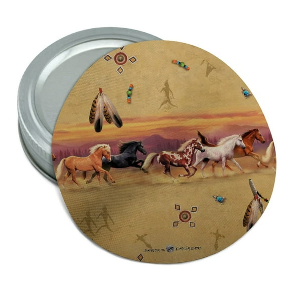 Palamino Horses Running Border Pattern Round Rubber Non-Slip Jar Gripper Lid Opener