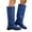 Blue, variant on Women's Wide Calf Suede Slouchy Knee High Boots Vintage Block Low Heel Slip On Dress Riding Booties