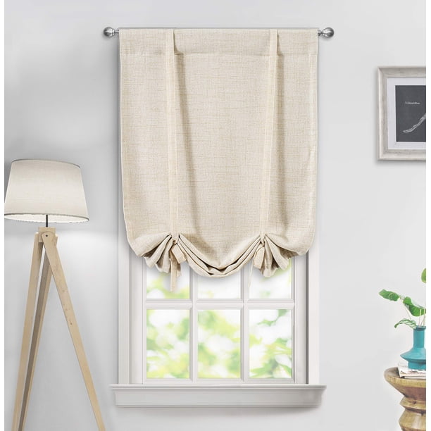Cortinas de lino opacas DriftAway, 63 x 120 cm, color beige