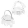 thumbnail image 3 of Western Style Flower Girl Basket For Wedding Ceremony With White Color And Mini Size For Candy Storage 2Pcs, 3 of 3