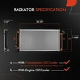 thumbnail image 2 of A-Premium Engine Coolant Radiator with Transmission Engine Oil Cooler Compatible with Cadillac Allante 1993, DeVille 94-99, Eldorado 93-02, Seville, 4.6L, Automatic Trans, Replace# 8011482, 52457777, 2 of 8
